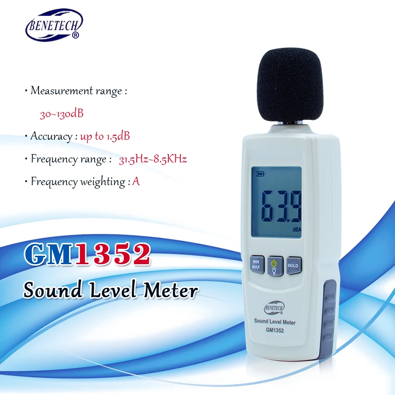 Fonometro digitale tester di rumore dB decibel meter in decibel rumore rilevatore Audio microfono automatico GM1352 30-130dB