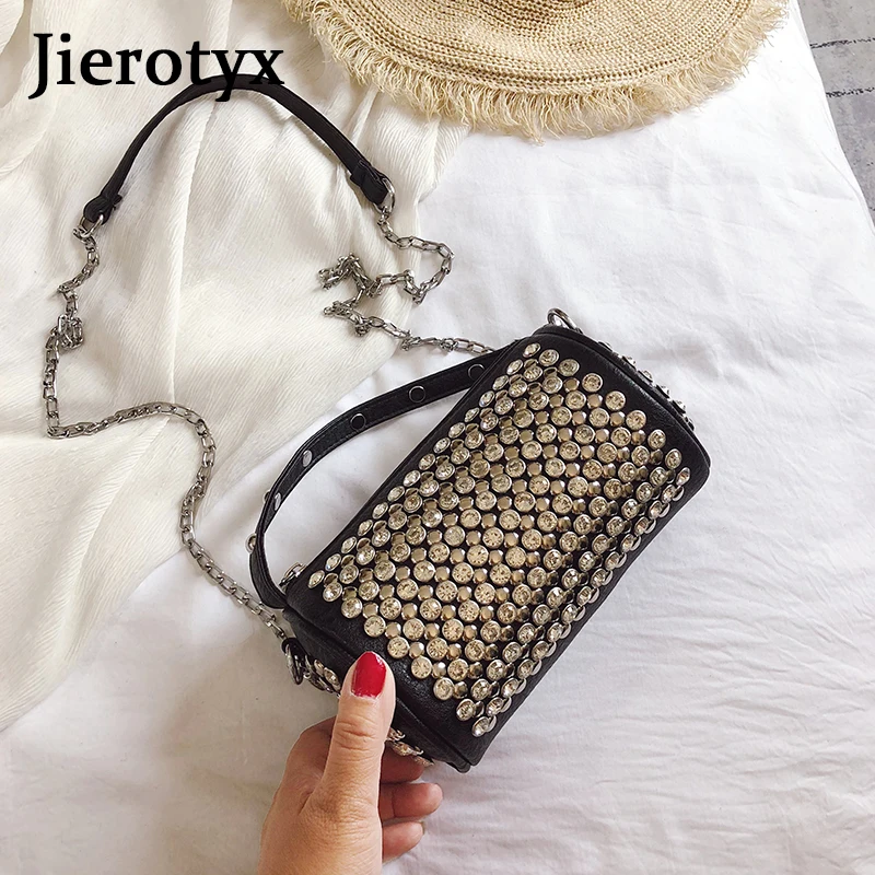 JIEROTYX-Bolso cuadrado de lentejuelas para mujer, bolsa de hombro de cuero PU de alta calidad, diseñador de lujo, venta al por mayor