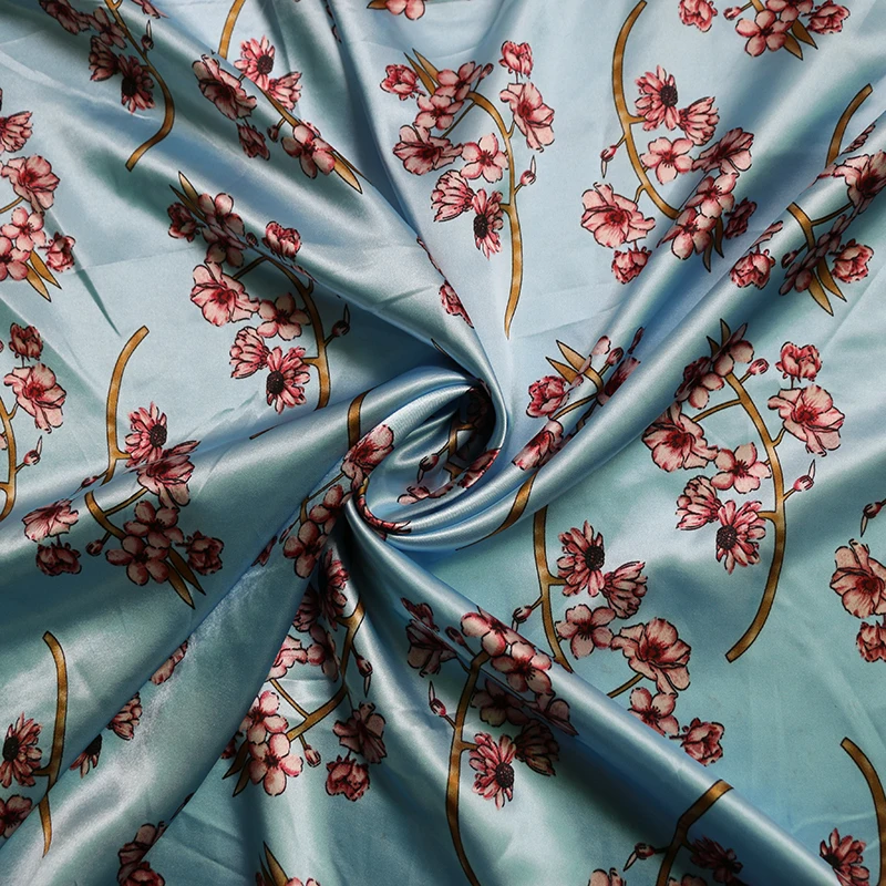 By Meter Blumen-Satin-Stoff, glänzend, weich, Schal, Hemd, Nachtwäsche, Material Charmeuse – Detail 12