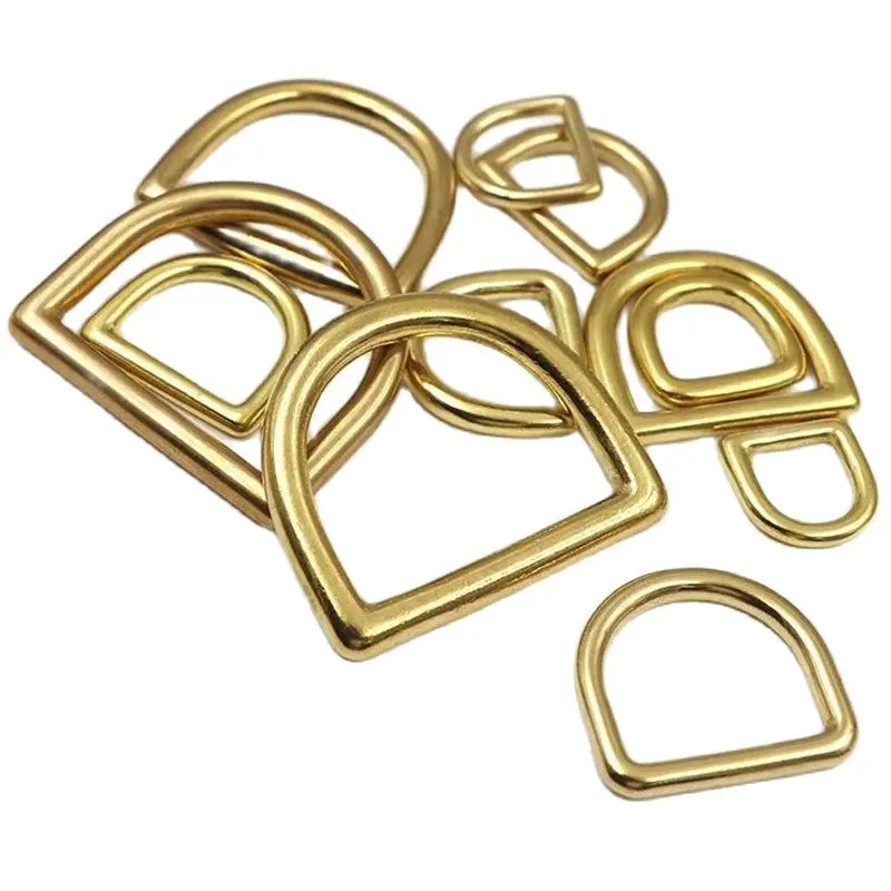 2 Pcs Solid Brass D Rings (13-45mm) Inner Width Nonwelded Loops For Straps Bags Purses Belts Leather Craft Accessories