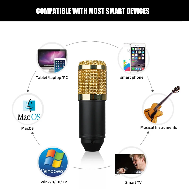 BM 800 karaoke microphone BM800 studio condenser mikrofon mic bm-800 For KTV Radio Braodcasting Singing Recording computer