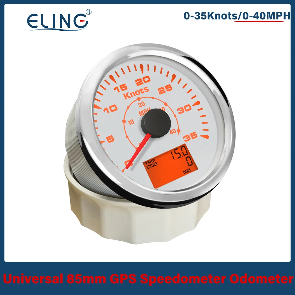 ELING 85mm GPS Speedometers 0-35knots 0-70knots Speed Odometer 0-40 MPH 0-80 MPH LCD Display 8 Optional Backlights