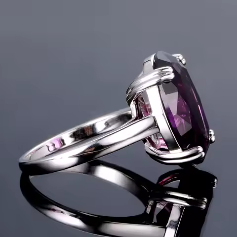 Elegant Natural Amethyst Silver Ring Oval 13MMX18MM Dark Purple Multicolor 925 Jewelry Rings For Women Fashion Anniversary Gift
