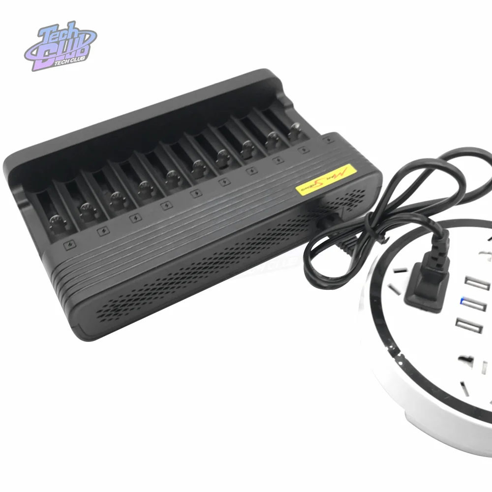 18650 Battery Charger EU 10slots Lithium Charge14500 16350 18500 USB Output Li-ion Rechargeable Battery Charger Power Supply