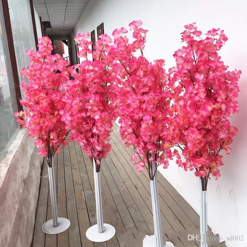 1.5M 5ft height Colorful Artificial Cherry Blossom Tree Roman Column Road Leads Wedding Mall Opened Props Iron Art Flower Doors