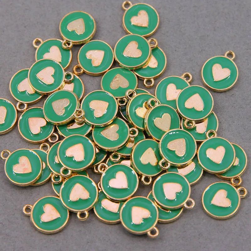 10pcs 12*15mm Zinc Alloy Round star Enamel Charms Mini Sweet Heart Charms For DIY Necklaces Bracelets Jewelry Accessories