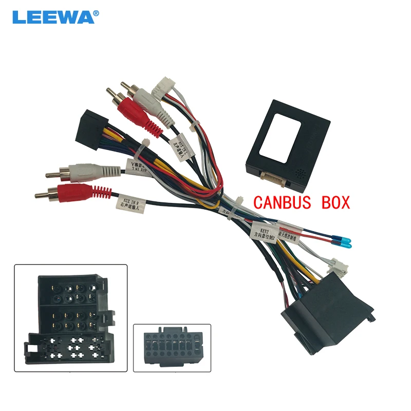 LEEWA Car Audio 16PIN DVD Player Power Calbe Adapter With Canbus Box For Fiat Doblo 500L Bravo Doblo Stereo Plug Wiring Harness