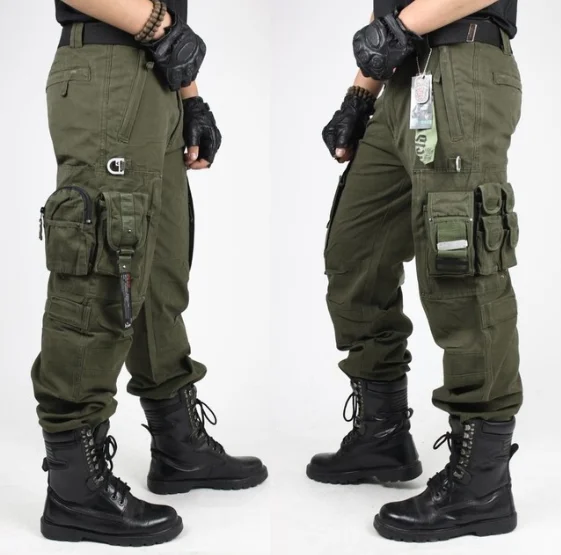 CARGO PANTS Overalls Male Mens Army Clothing TACTICAL PANTS MILITARY Work Wear Many Pocket Combat Army Style Straight Trousers