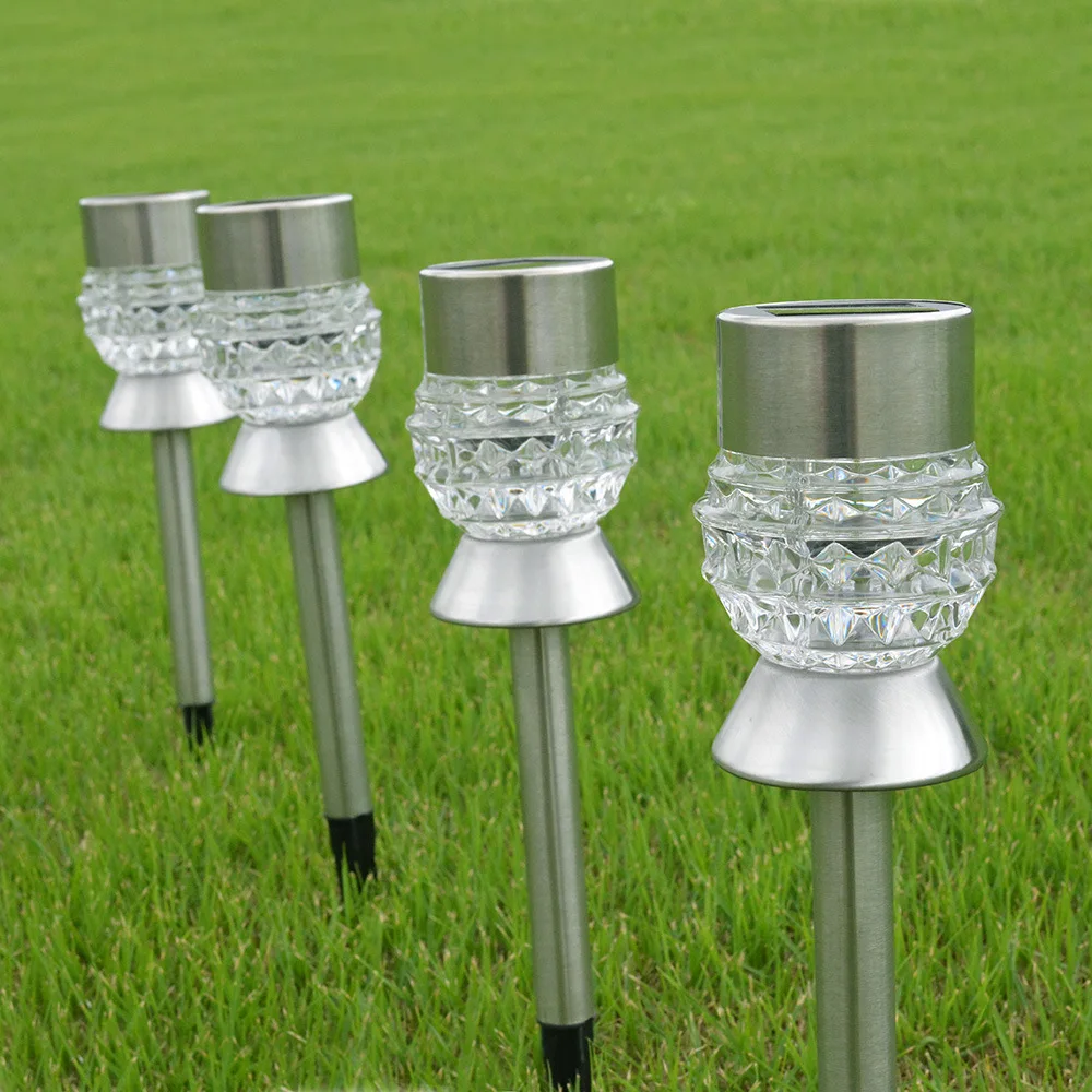 

2PCS Solar Lawn Light For Garden Decoration Stainless Steel Outdoor Solar Powered Diamond Stake Lights LED Solar Lamp Lantern