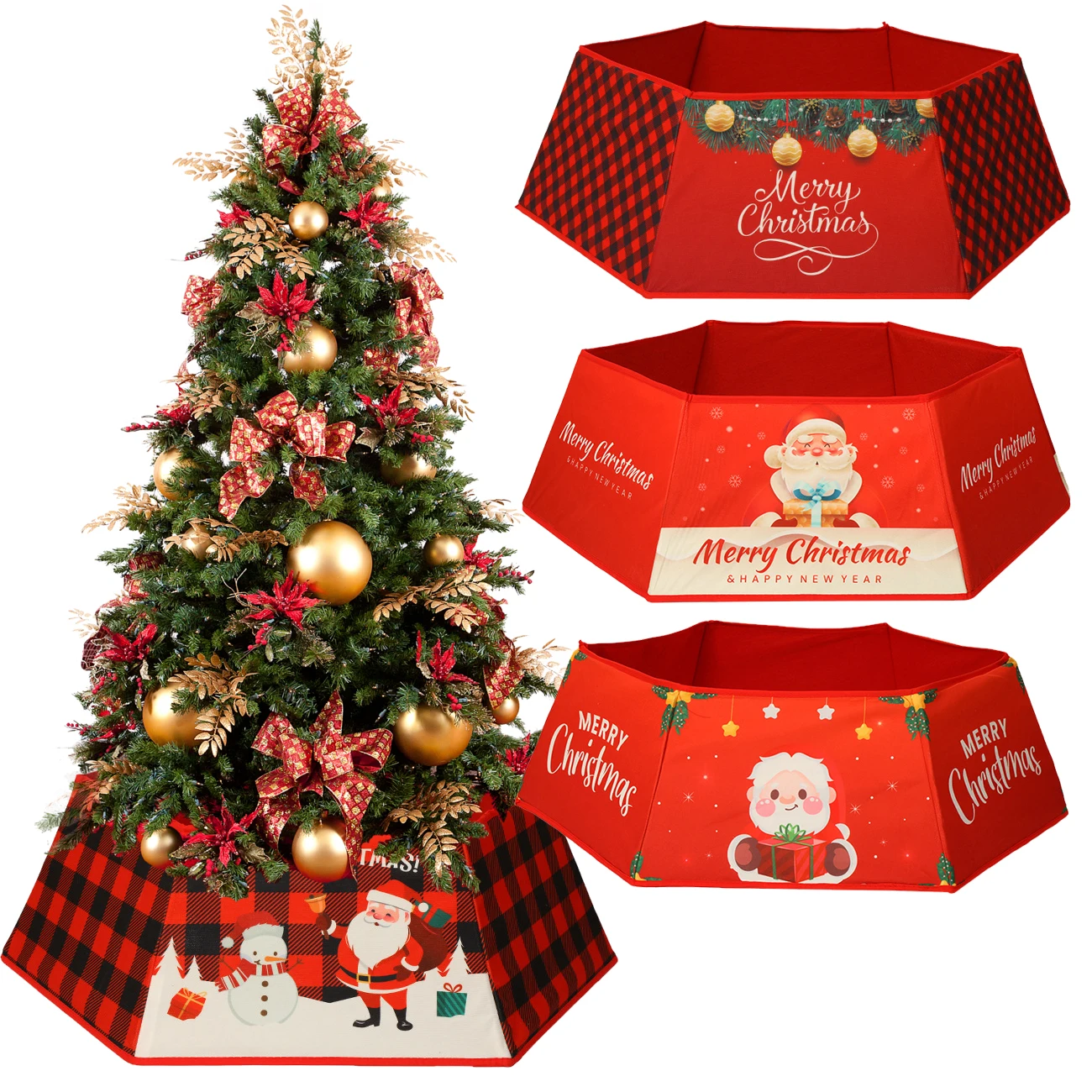 

Christmas Tree Skirt Carpet Plush Faux Fur Ornaments Decorations Bottom Fabric Xmas New Year Decor Floor Mat