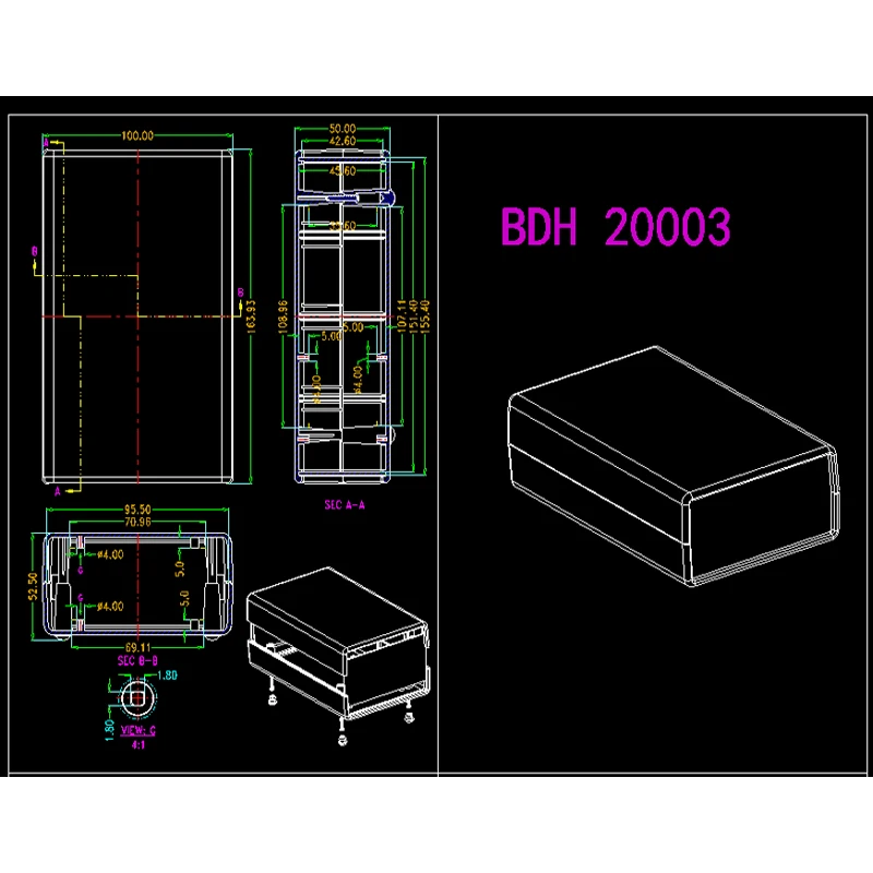 Electronics Junction Box Plastic Enclosure DIY Instrument Case ABS Plastic Project Box Desktop Enclosures 164*100*50mm