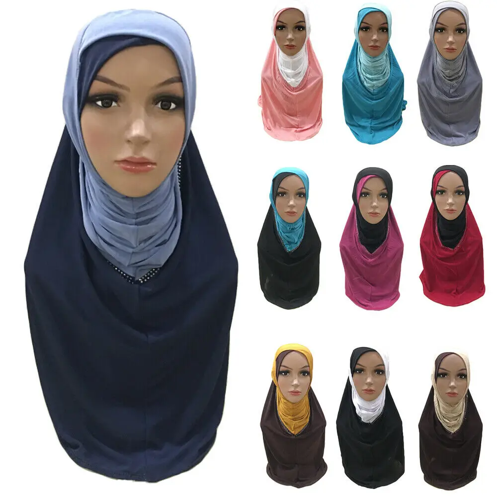 

Muslim Women Hijab One Piece Amira Instant Ready To Wear Head Scarf Shawl Wrap Islamic Prayer Turban Hijabs Cap Headscarf Arab