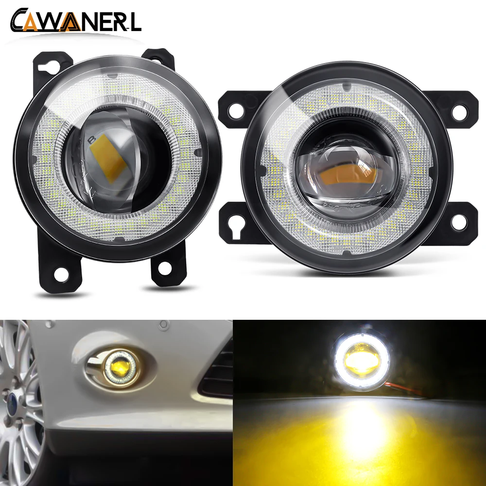 2 Pieces Car Fog Light Assembly LED Lens Angel Eye DRL Daytime Running Lamp 30W 8000LM 12V For Jeep Renegade Cherokee Compass