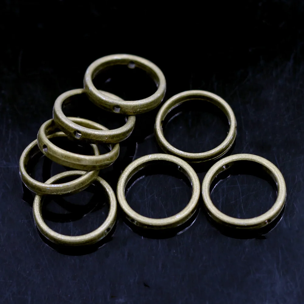 10Pcs Spacer Beads Frames Round Circle Metal Bronze Tone Jewelry DIY Findings Charms 18mm