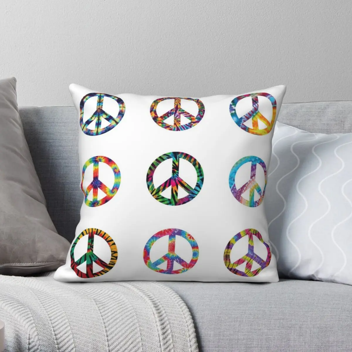 

Peace Sign Square Pillowcase Polyester Linen Velvet Creative Zip Decor Throw Pillow Case Sofa Seater Cushion Cover