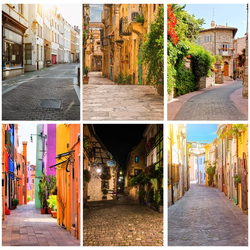 Vintage European Street View Scenery Photography Backdrops  Wedding Travel Photo Backgrounds Studio Props 21926 JJT-08