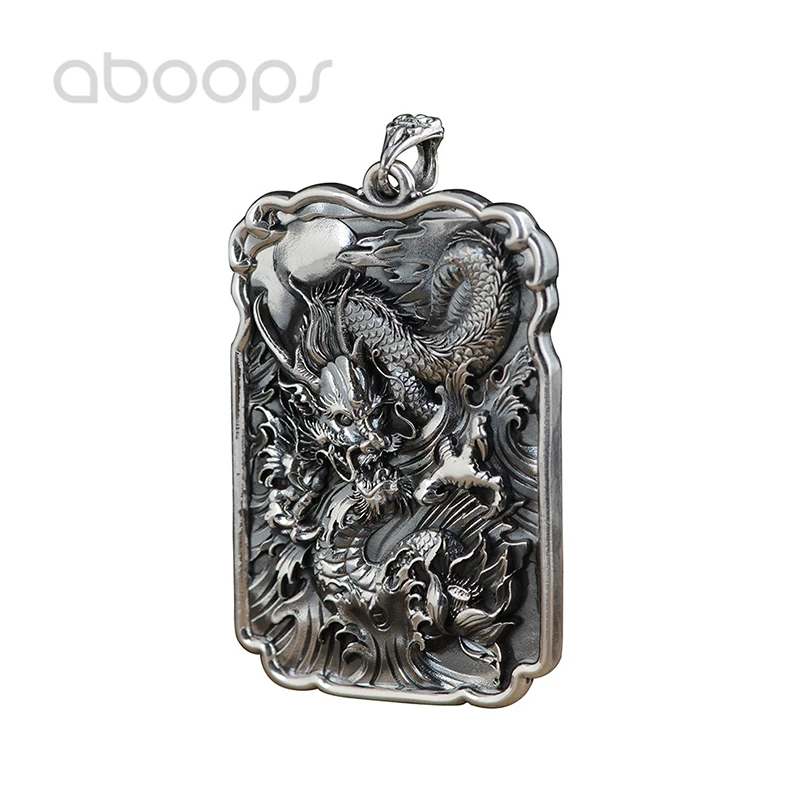 

Vintage Heavy 990 Sterling Silver Chinese Dragon Pendant for Men Boys,Free Shipping