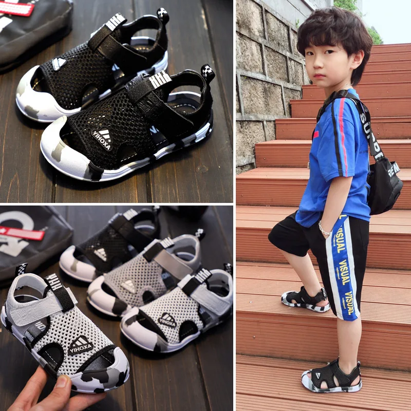 Children\'s shoes 2023 boy sandals new summer children\'s non-slip soft bottom genuine leather boys shoes