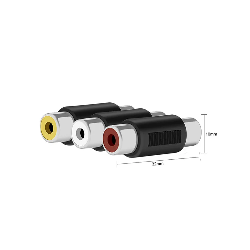 2 ชิ้น 3RCA หญิงหญิง Coupler AV Video Audio Adapter Cable Connectors