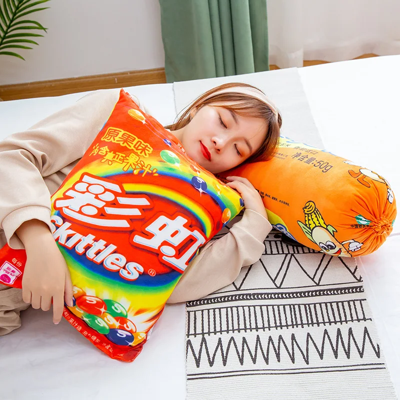 Simulation Instant Noodles Plush Pillow Stuffed Beef Fried Noodles/Rainbow Candy/Hot Dogs /Potato Chips Gifts Food Plush Toy