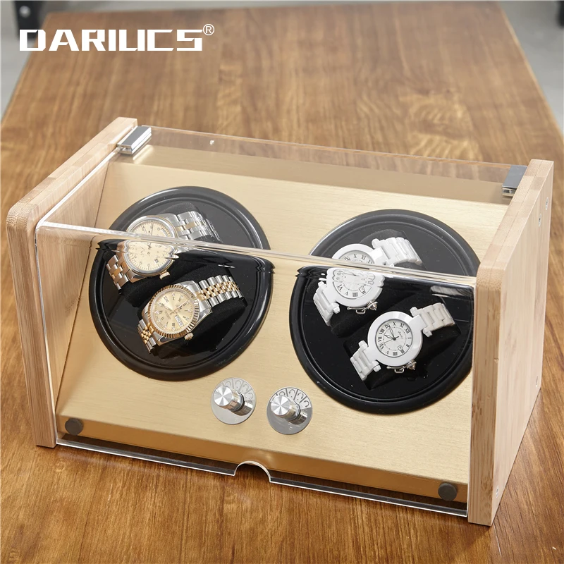 

Automatic Luxury Watch Winder Box Display Accessories Mechnical Wooden for Male Wood Storage Metal Knob Switch Rectangle