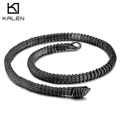 KALEN Punk Oxidation Black Stainless Steel Necklaces For Men Animal Snake Choker Men 60cm Long Männer Halskette Jewelry