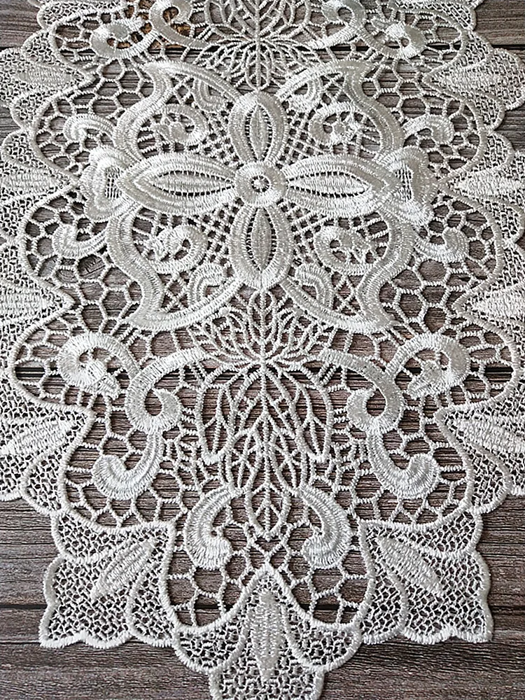 Nappe moderne en dentelle blanche soluble dans l\'eau, broderie évidée, sensation de couverture de gril de table, dîner, thé, Noël, décor de mariage,
