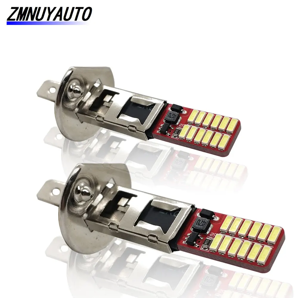 2PCS Lamp H3 H1 Led Fog Light 4014 24SMD Car Led Daytime Running Lights Auto Lamps Bulb Driving Lamp White DC 12V