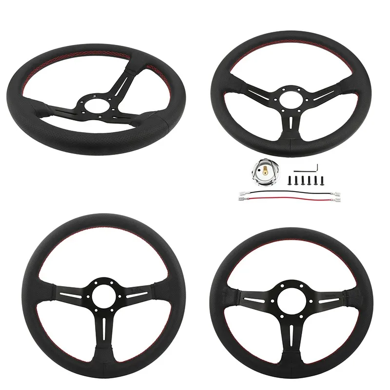 Genuine leather heated steering wheel with elegance leather car steering wheel covers