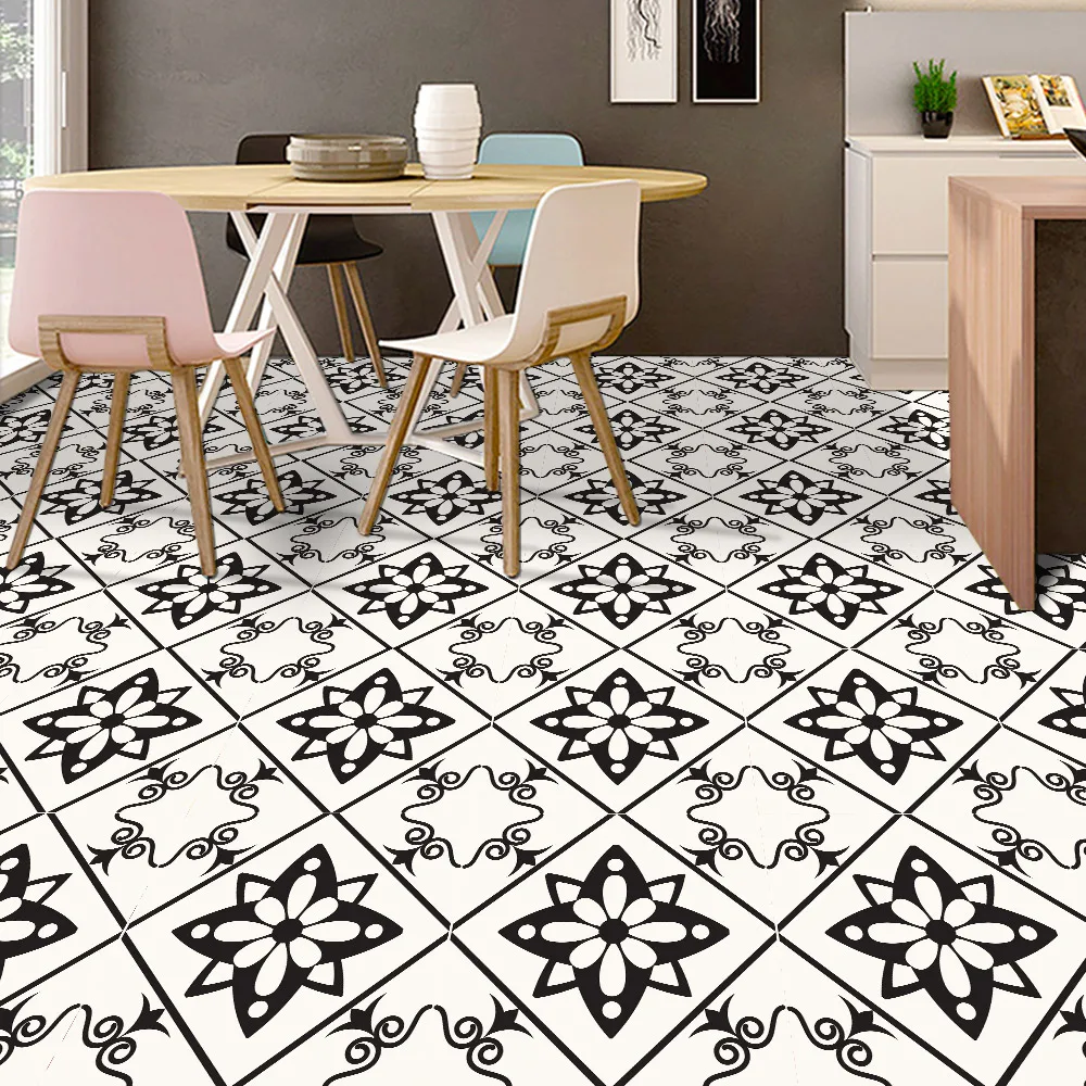 Waterproof Self-adhesive Tile Floor Stickers Kitchen Bathroom Wallpaper PVC Bedroom Furniture Wall Stickers Room Decoration