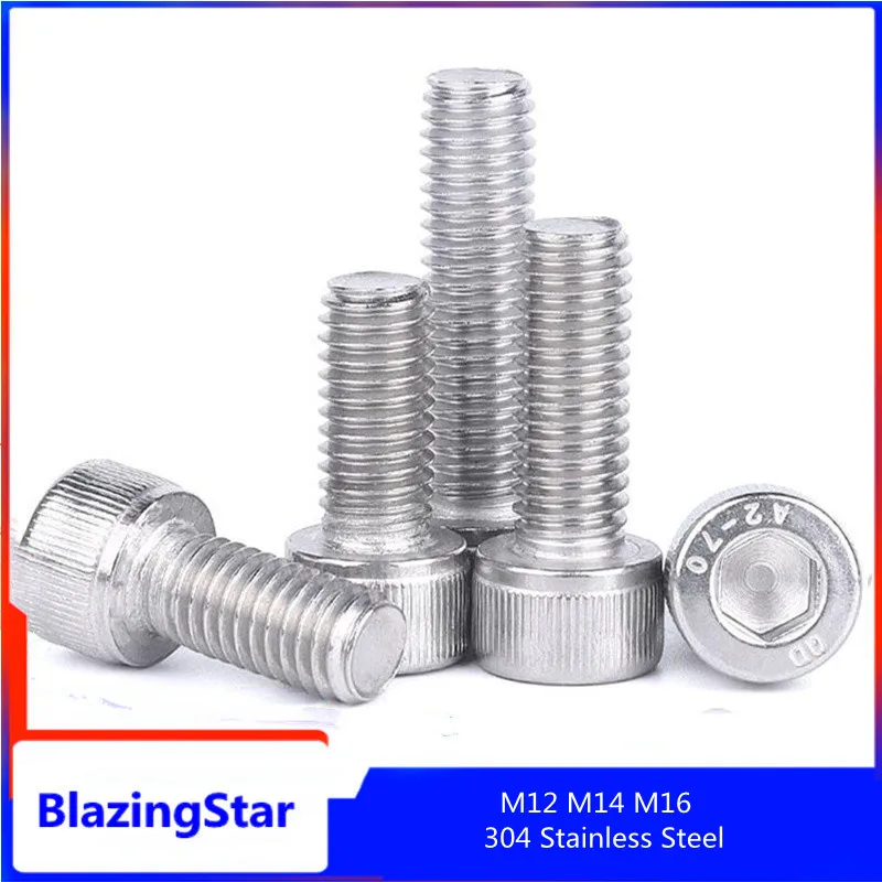 M12 M14 M16 304 Stainless Steel Hexagon Socket Head Screw  Hexagon Head Bolts L=20-150mm