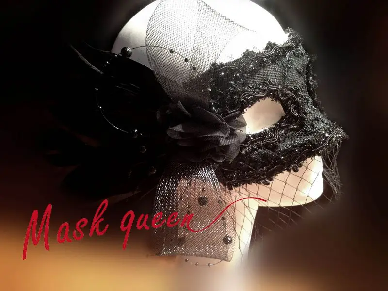 H3310 Custom Masquerade Italian White Feather Lace Mesh Yarn Mask Women Princess Party Fashion Halloween Christmas Elegant Masks