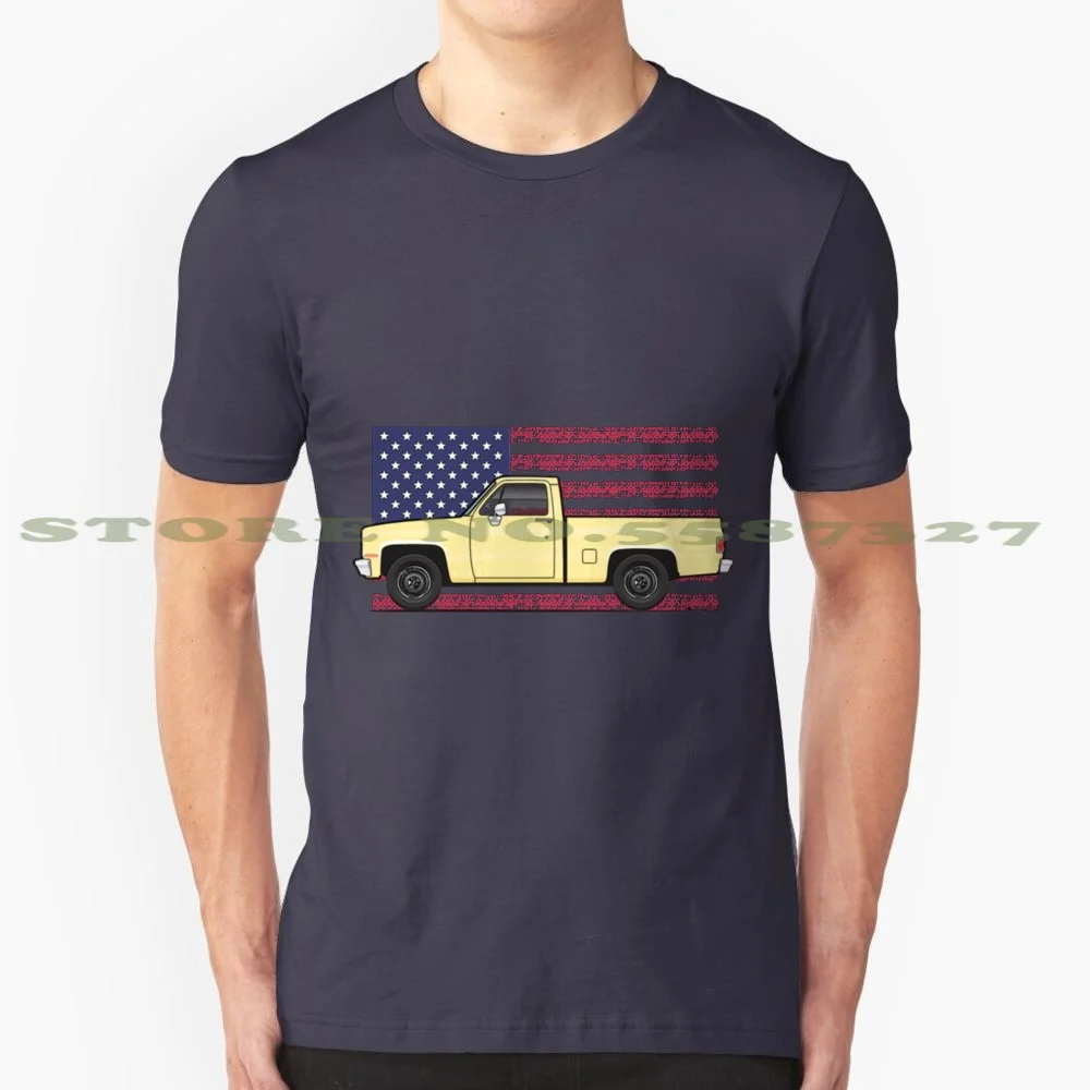 1981-87 American Yellow Truck 100% Cotton T-Shirt Usa V8 American Truck Yellow Sierra 350 Off Road C10 Silverado Pickup Custom