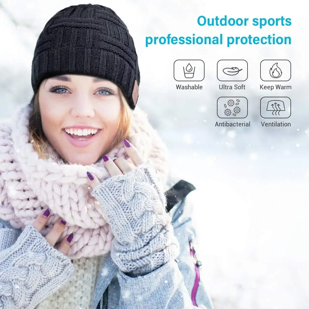 Wireless bluetooth hat Earphone Hat Unisex Winter Outdoor Sport Knitted Hat Stereo Magic Music Headband Cap Headphone