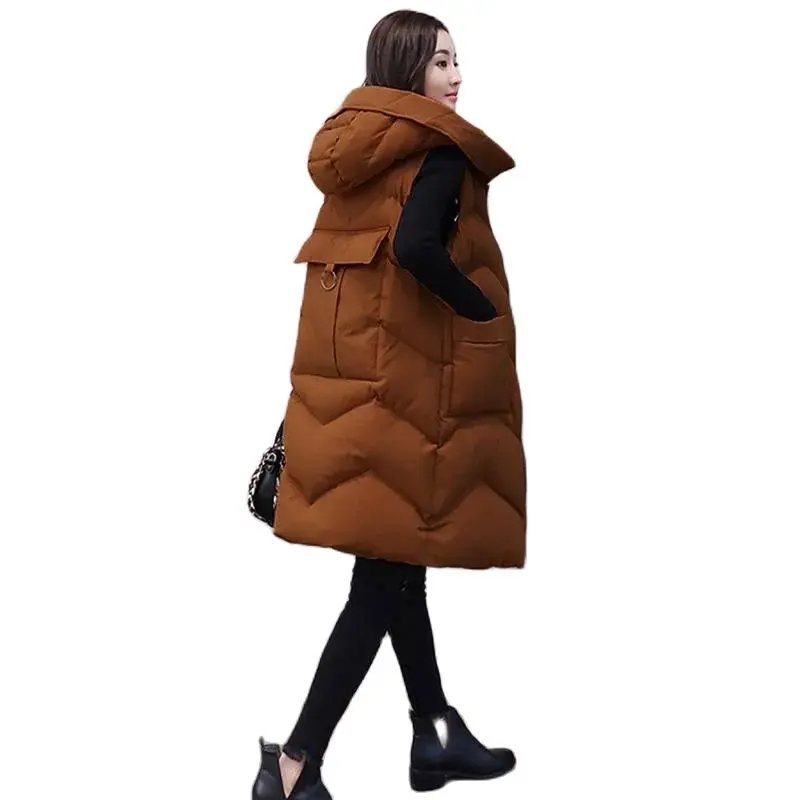 

Женская зимняя парка средней длины, свободное хлопковое пальто средней длины с капюшоном, однотонное пальто в Корейском стиле, новинка 2022