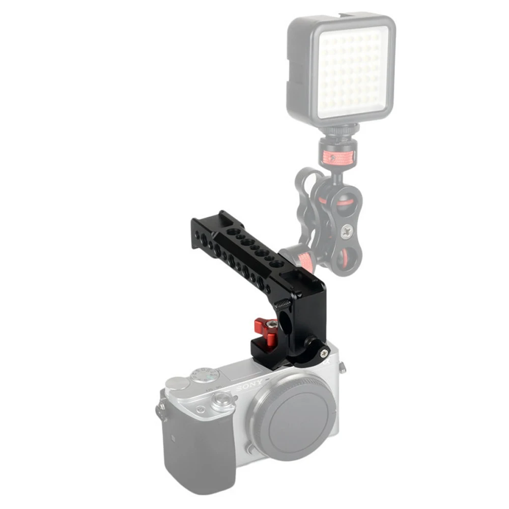 JINTU Universal Kamera Käfig Verlängerung Griff Kamera Griff Grip mit Schlüssel Doppel Kalten Schuh für Flash-LED-Licht Mikrofon