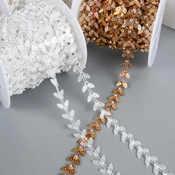 1yard 13mm larghezza ABS Flatback imitazione perla con strass rotondi 3mm Trim pizzo per cucire abito da sposa Decor matrimoni festa