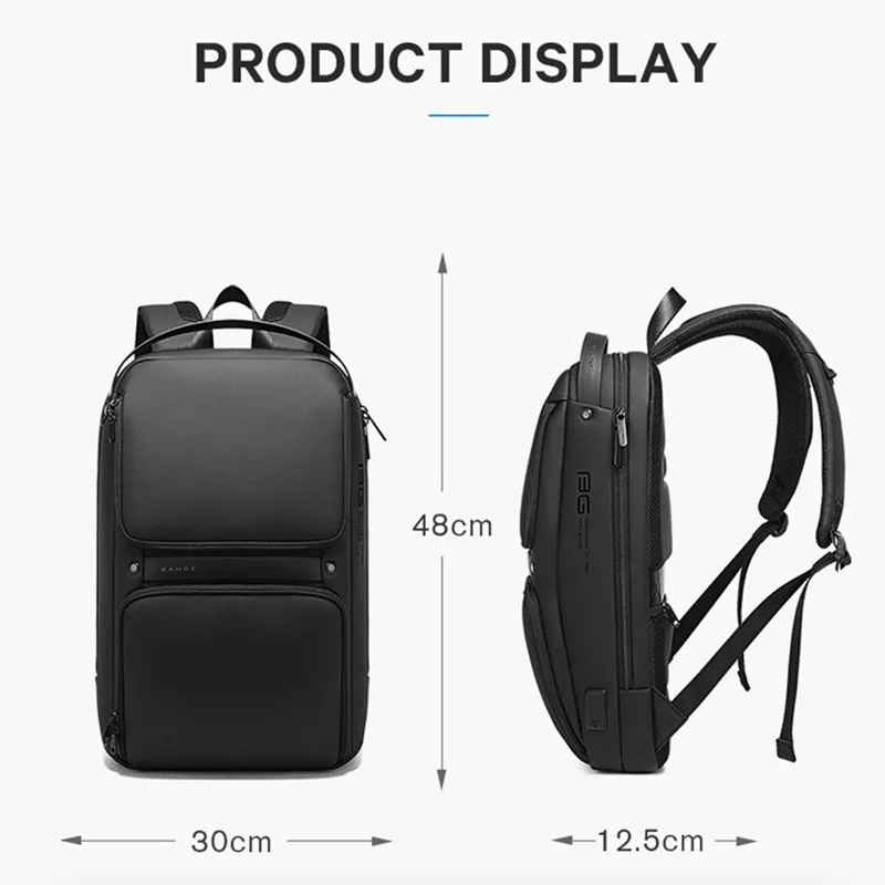 Imagem -02 - Bange Mochilas com Design Exclusivo Multi-camadas Espaço Negócios Masculinas Adolescentes Usb Carregador Externo 15.6 Laptop Mochila Traval