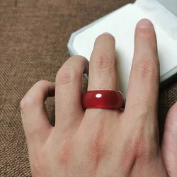 100% Grade A Natural Red Green Agate Ring Finger Party Wedding Rings Jade Gemstone Fine Jewelry Random distribution of Size