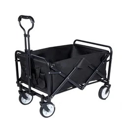 Outdoor Camping Portable Folding Cart for Hiking Picnic Adjustable Trolley Pull-Cart Shopping Cart Luggage