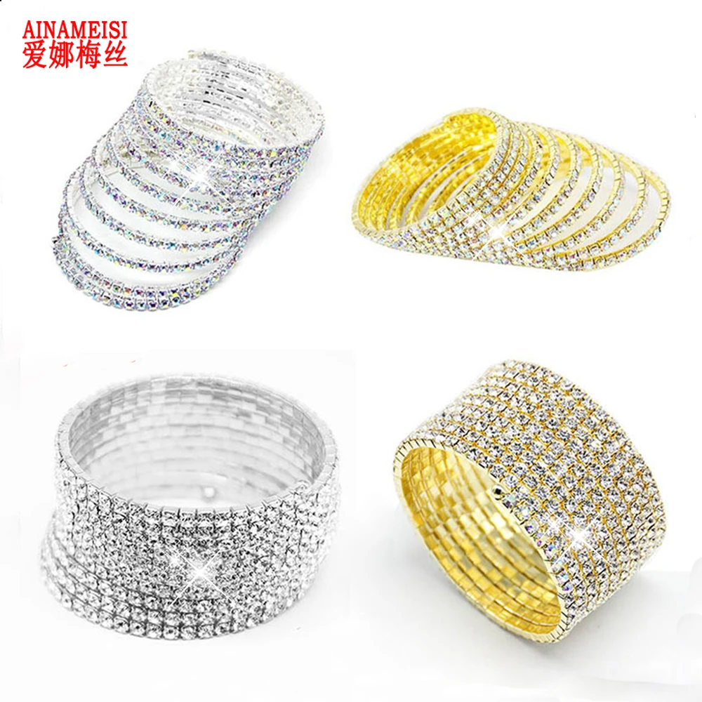 

AINAMEISI Fashion Rhinestone Bracelets & Bangles for Women Gold Luxury Crystal Link Bracelet Wedding Party Accessorie