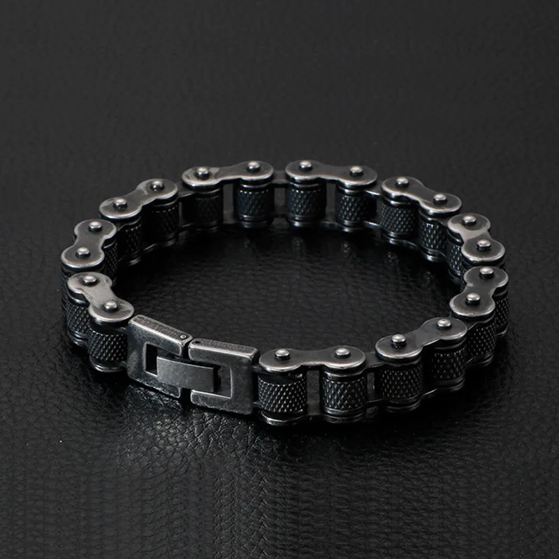HaoYi Vintage Locomotive Link Chain Bracelet Punk Men Hip Hop Rock Stainless Steel Jewelry