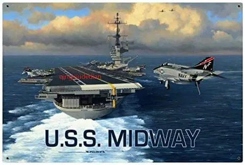 Maizeco Vintage USS Midway Metal Signs Military 16\