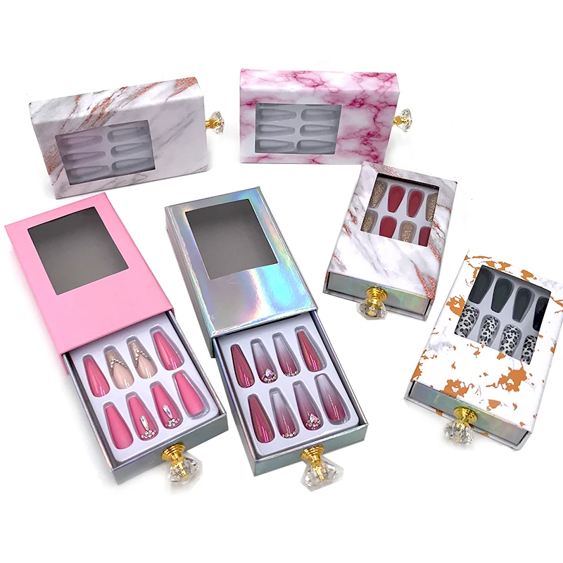 10/30/50 Pieces Press On Nail Packaging Box Bulk Package Custom Logo New Design Wholesale Empty Nail Boxes