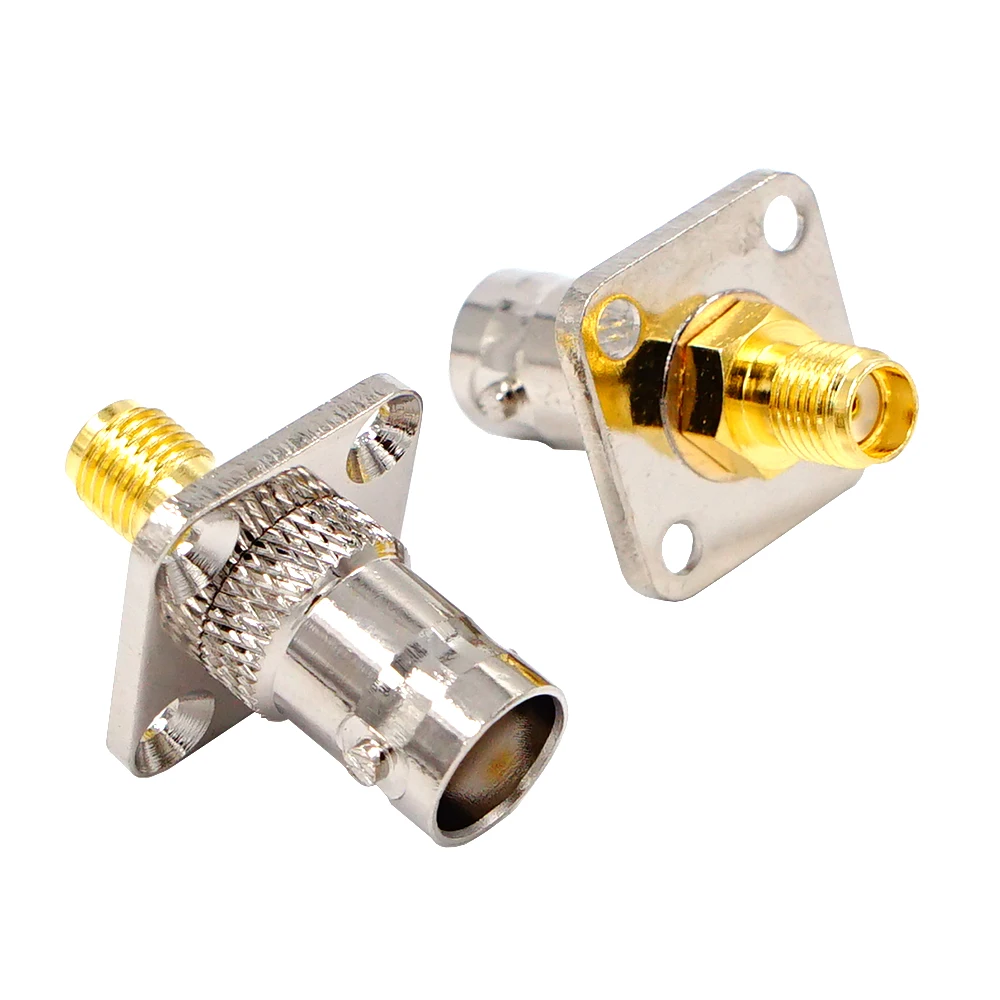 1PCS COPPER SMA Female to BNC Female Quick Connect 4 Hole Flange Mount Connector