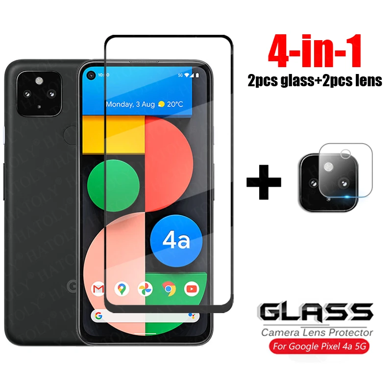 4-in-1 For Glass Google Pixel 4A 5G Full Cover Tempered Glass For Google Pixel 4 5 6 7 8 A XL Camera Glass Screen Protector Film