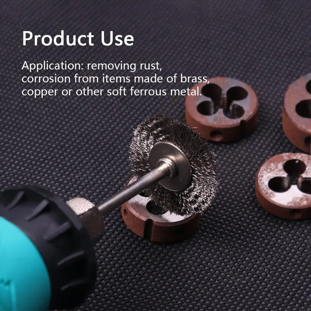 10Pcs 3mm Shank Steel Wire Wheel Brushes for Metal Rust Removal Polishing Brush for Mini Drill Dremel Rotary Tool Accessories