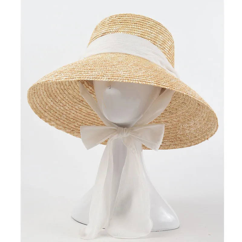 New Women Wide Brim Sun Hats With Rabbion UV Protection Straw Boater Hat Big Size Beach Hat Summer Fisherman Hat Wholesale