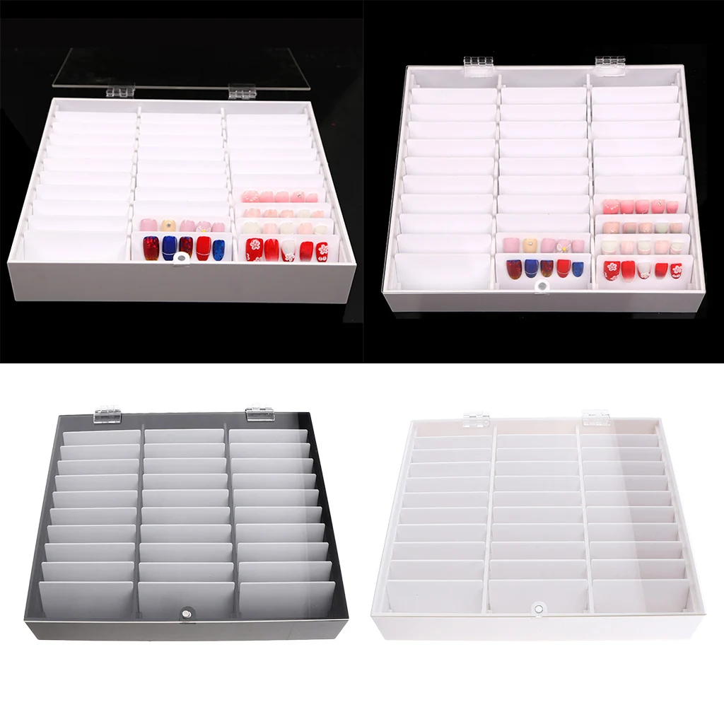 Acrylic Nail Art False Nail Tips Storage Box For Nail False with Clear Cover 30Cells Nail Tips Display Storage Box