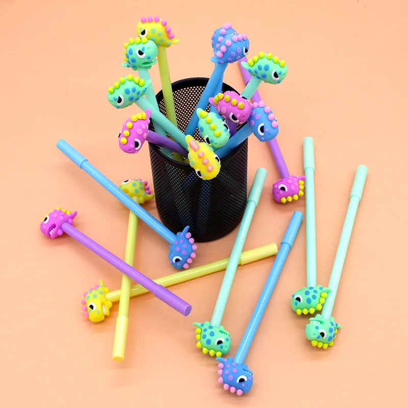 10PCS Kawaii Cute Dinosaur Gel Pen Stationery Gift 0.5mm Black Ink Pen For Diary Supplies School Office Writing Pen